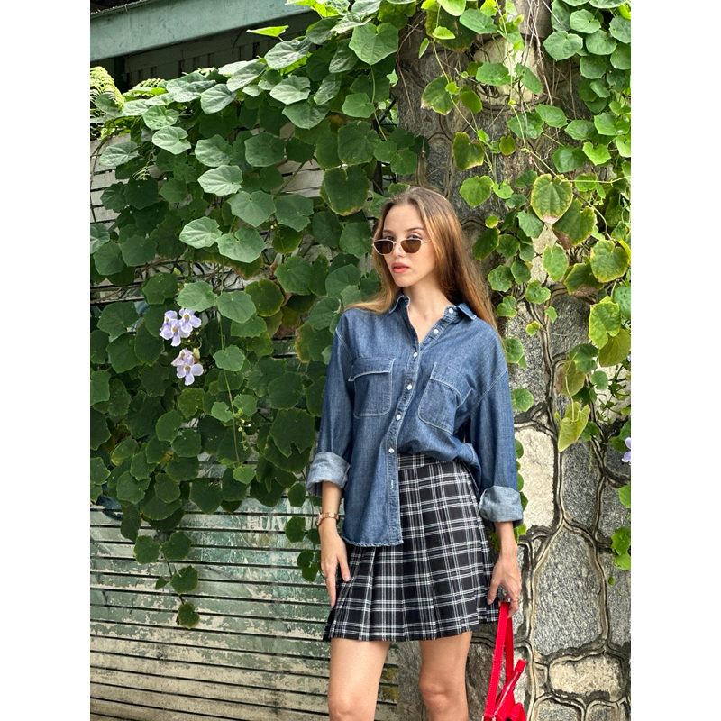 SAY APPAREL: Plaid skater mini skirt ราคา ถูกที่สุด ดีลบีเคเค แกลเลอรีภาพที่ 5