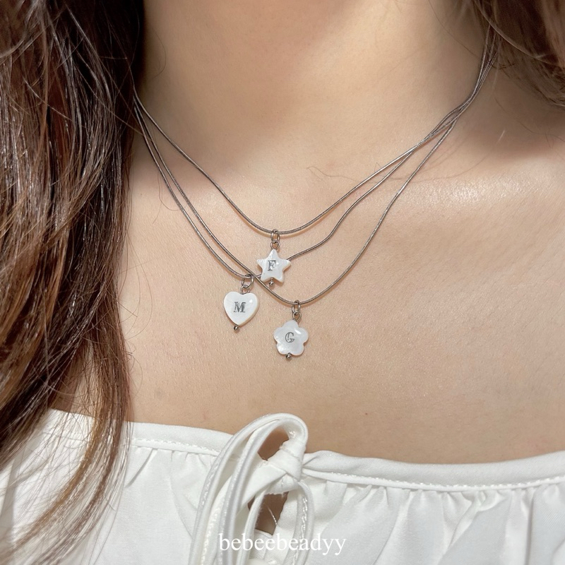 สร้อยคอ พร้อมจี้ตัวอักษร A-Z สีเงิน | สร้อยสแตนเลส (ไม่ลอก-ดำ)