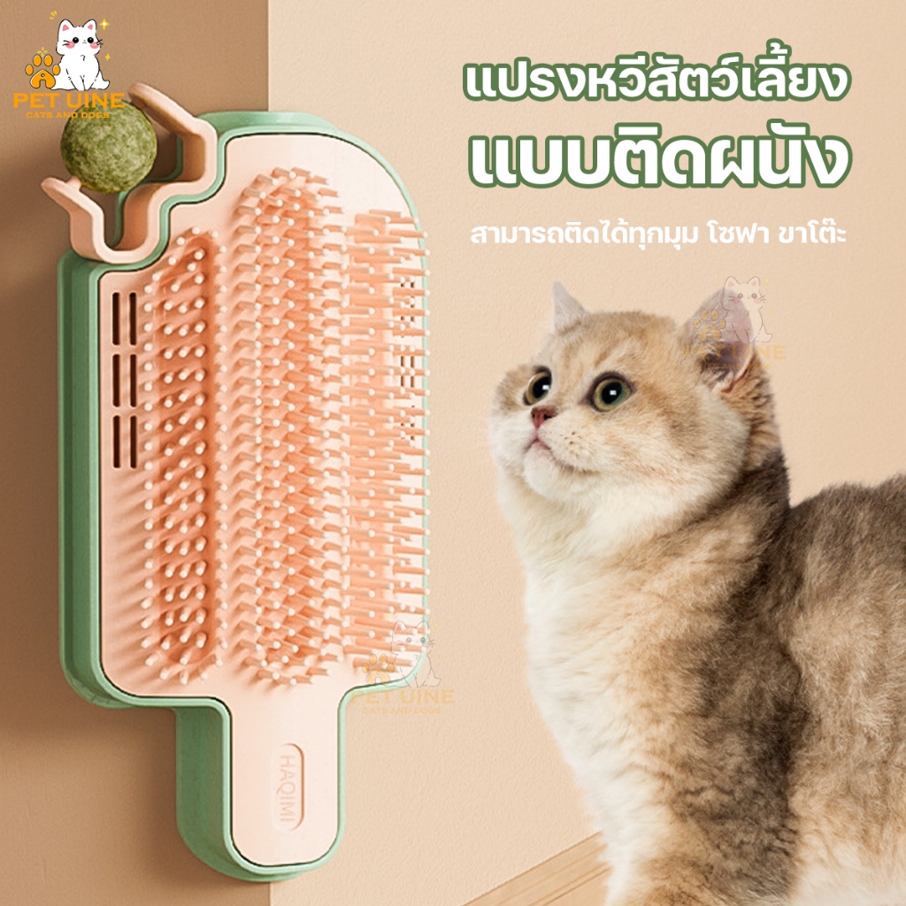 PET UINE-B30 แปรงหวีสัตว์เลี้ยง แบบติดผนัง แปรงนวดแมว มีลูกหญ้าชนิดหนึ่ง ให้แมวเข้าไปถู ทำความสะอาดขน ใช้ดีมาก