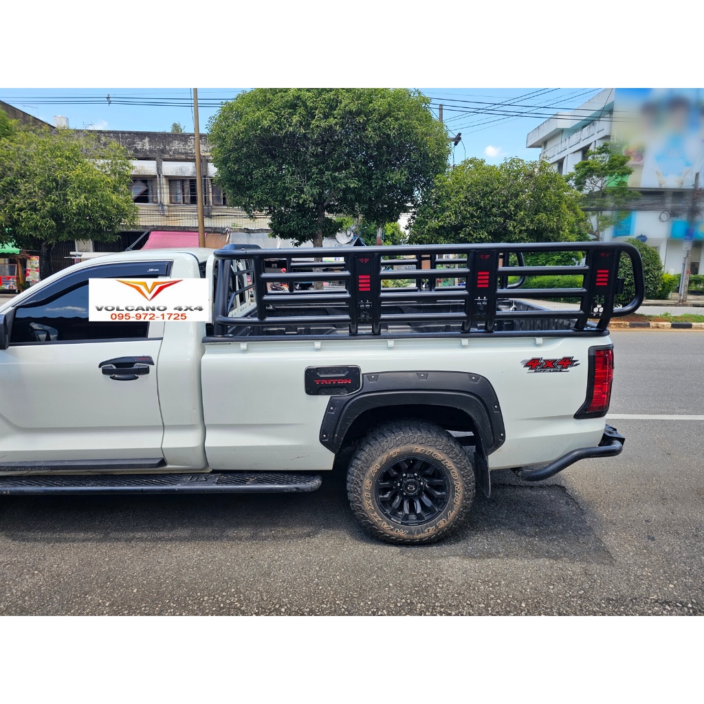 คอกรถกระบะแนวออฟโรดไทรทัน 2024-2026 volcano cage รถกระบะช่วงยาว  รั้วออฟโรดกระบะแบบเหล็กดำ triton 20