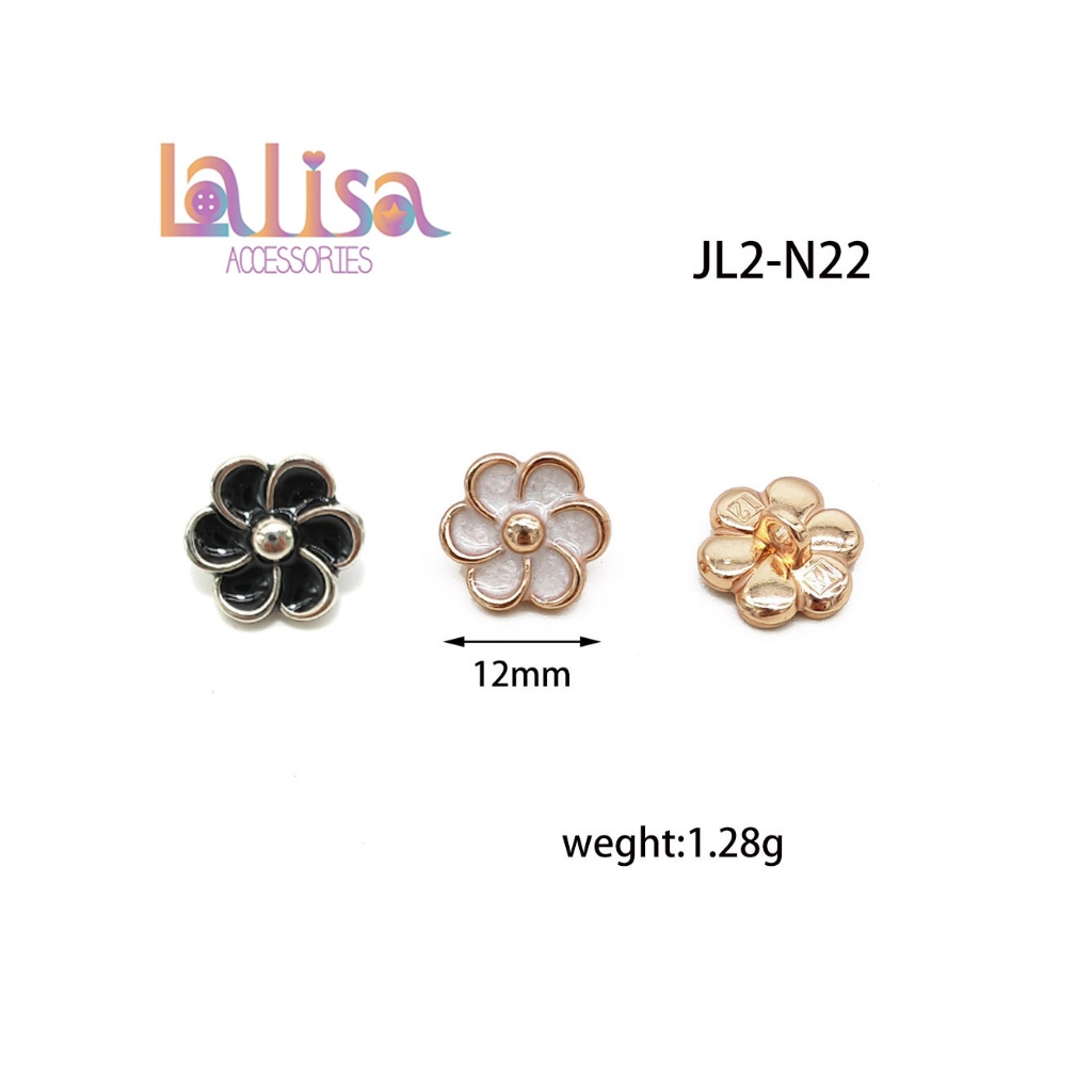 กระดุมก้านโลหะรูปดอกไม้ สำหรับแต่งเสื้อผ้า Alloy Shank Button (ฺB-2-D,JL2-N22)