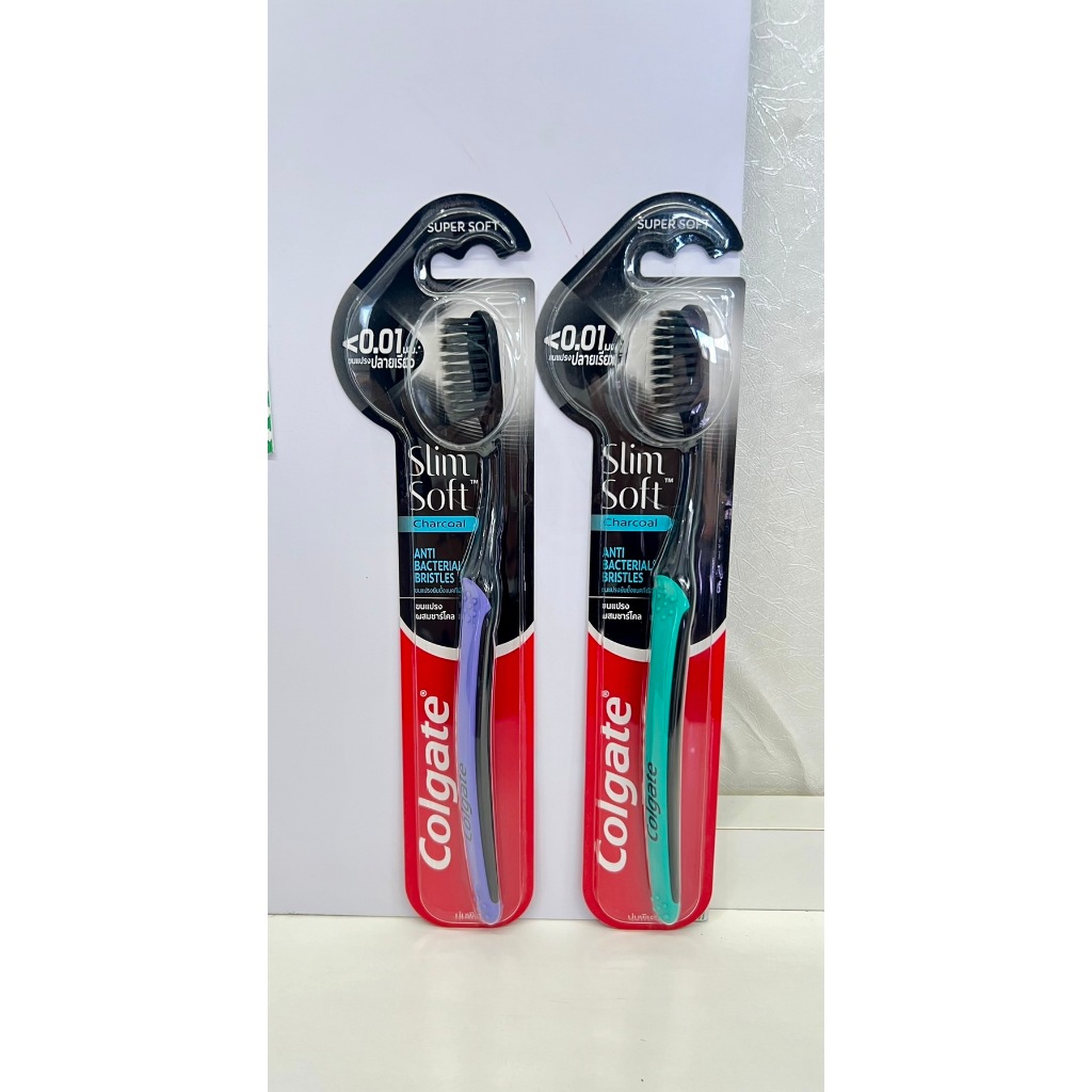 แปรงสีฟันสลิมซอฟต์ ชาโคล ขนนุ่ม ปลายเรียว 0.01 มม. Colgate Slimsoft Charcoal