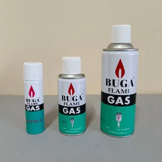 แก๊สเติมไฟแช็ค Buga พร้อมหัวต่อ | ขนาด 50g, 130g, 300g | ฟรีหัวต่อทุกกระป๋อง