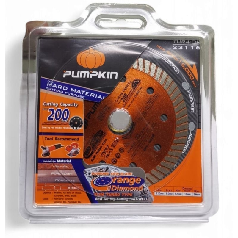 PUMPKIN​ TUR4-OR 23116 ใบตัดเพชร 4" เทอร์โบบาง สีส้ม​ ใบตัดปูน​ ใบตัดกระเบื้อง​ ใบตัดแกรนนิต​ ใบตัดแกรนนิตโต้