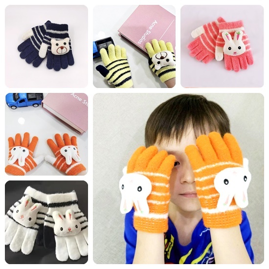 TB265 ถุงมือเด็กไหมพรม อายุ 3-5ปี