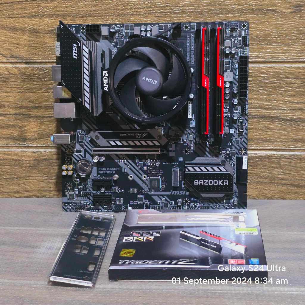 CPU AMD RYZEN 5 5600X 6C/12T + MSI B550M BAZOOKA (AM4) + RAM 16GB 8x2 BUS 3200 มือ2 ใช้งานปกติ/ประกั