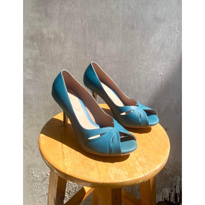 LALANTA  LEATHER  SHOES   OCEAN BLUE รองเท้าหนังแท้