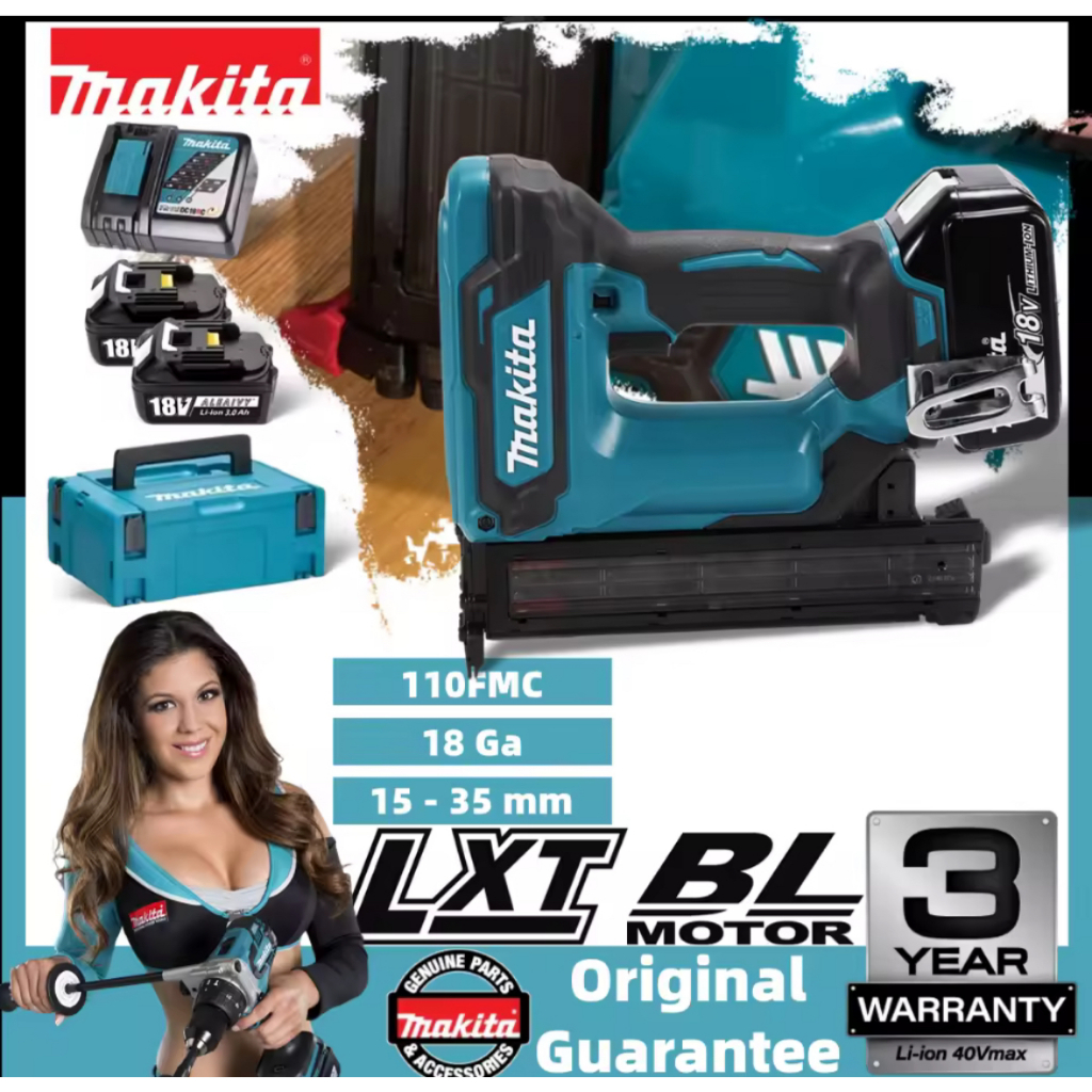 Makita DFN350 การชาร์จไฟแบบไร้สาย Pneumatic Nailer Gun, 18V F30 เครื่องมือไฟฟ้า Brushless Nail Gun ต