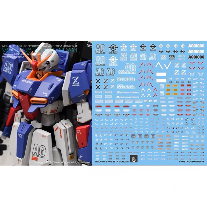 ดีคอลน้ำ DECAL [GHOST] HG 1/144 MSZ-006 ZETA GUNDAMสะท้อนแสงแบล็คไลด์