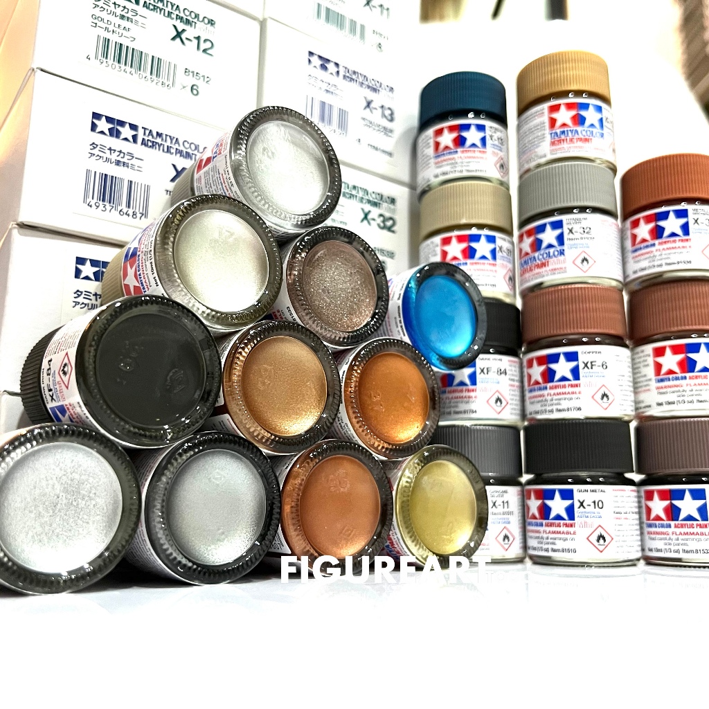 TAMIYA ACRYLIC PAINT MINI METALLIC COLOR (water-based) กลุ่มสีโลหะ สีอะคริลิคสูตรน้ำ ไฮบริท ของทามิย่า