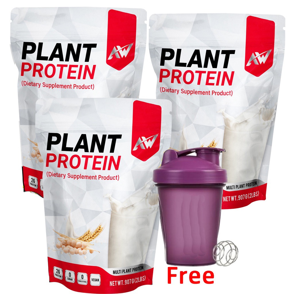 SET 3 ถุง สูตรเจ AW-PLANT PROTEIN แถมฟรีแก้ว โปรตีนพืชหลายชนิด กล้ามเนื้อ ลีน อิ่มนาน ฟิต คีโต วีแกน