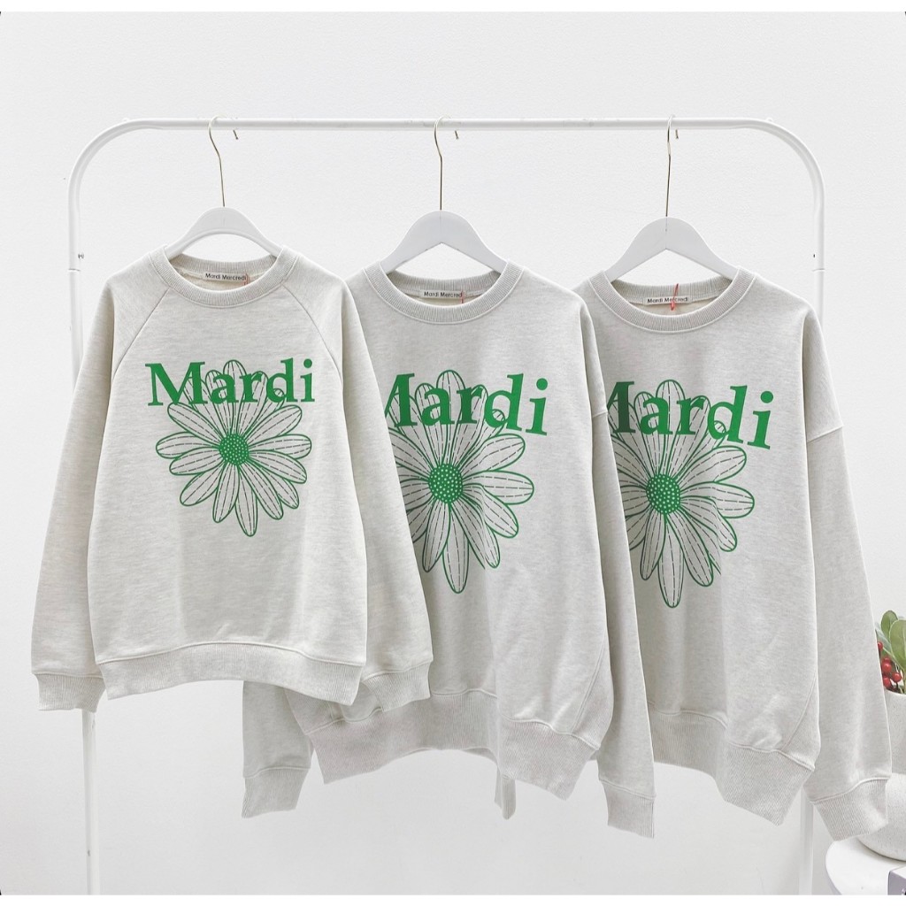 Mardi Flower Sweatshirt Oatmeal/Green