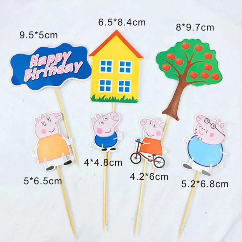 ป้ายปักตกแต่งเค้ก Peppa pig (ชุด7 ชิ้น)