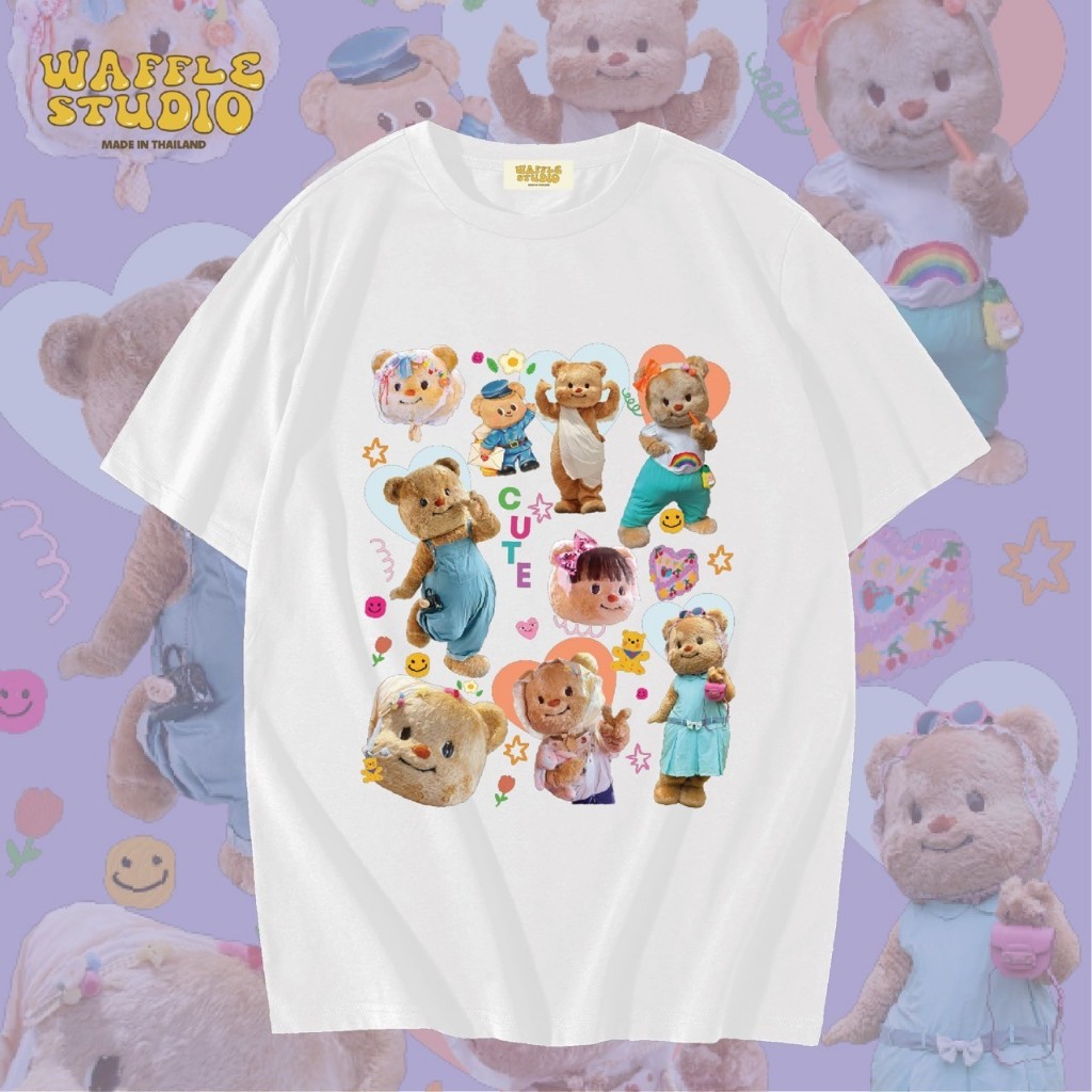 [ ส่งฟรี ] WS0384 เสื้อยืดโอเวอร์ไซส์ เสื้อยืดเกาหลี ผ้าคอตตอน 100% เสื้อยืด ButterBear หมีเนย น้องเนย WAFFLE STUDIO