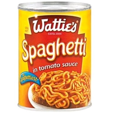Wattie's Spaghetti in Tomato Sauce 420g วัตตี้ส์ เส้นสปาเก็ตตี้ในซอสมะเขือเทศ ขนาด 420 กรัม