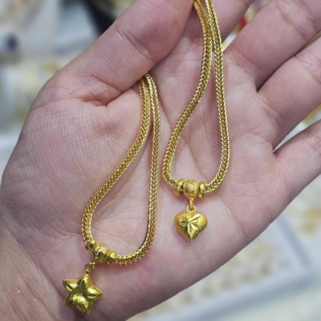 ✨สร้อยคอ สี่เสา จี้หัวใจ,จี้ดาว นน 1บาท ยาว 20นิ้ว✨