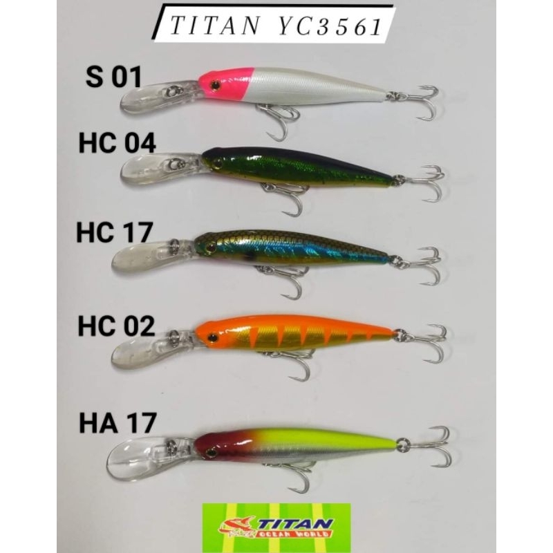 เหยื่อปลั้ก TITAN YC3516 ขนาด9เซน 12.5กรัม แอคชั่น SU suspending