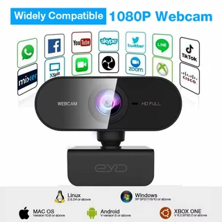 EYD PC01 Webcam 2K/1080P Full HD มีไมโครโฟนตัดเสียงรบกวน Plug & Play USB สำหรับประชุมออนไลน์ ถ่ายทอดสด เล่นเกม