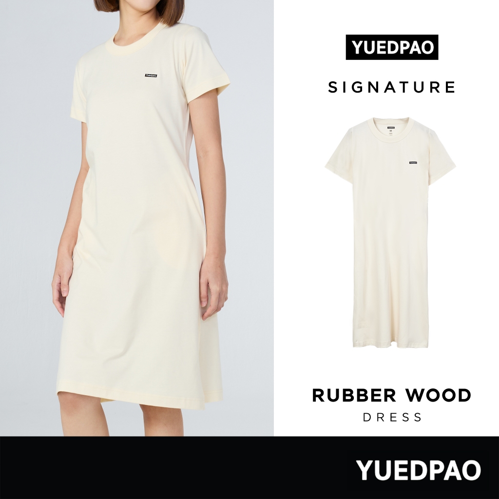 Yuedpao Signature Dress Summer ผ้าหนาทรงสวย ยับยากรีดง่าย เสื้อยืดเปล่า ชุดเดรส สี Rubber Wood