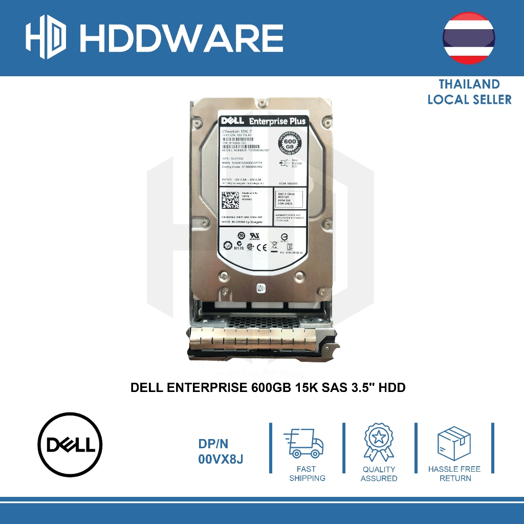 DELL ENTERPRISE 600GB 15K SAS 3.5'' HDD // 00VX8J // 9FN066-057 // ST3600057SS