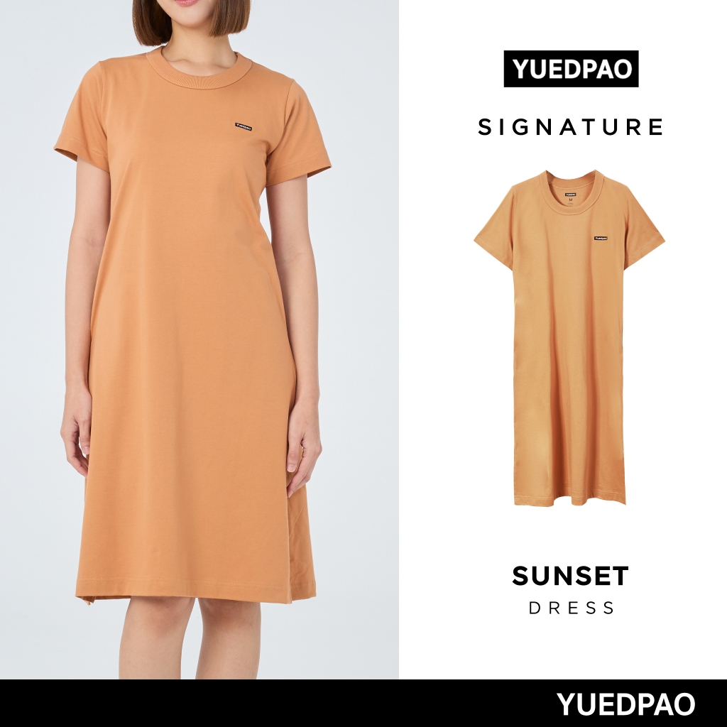 Yuedpao Signature Dress Summer ผ้าหนาทรงสวย ยับยากรีดง่าย เสื้อยืดเปล่า ชุดเดรส สี Sun Set