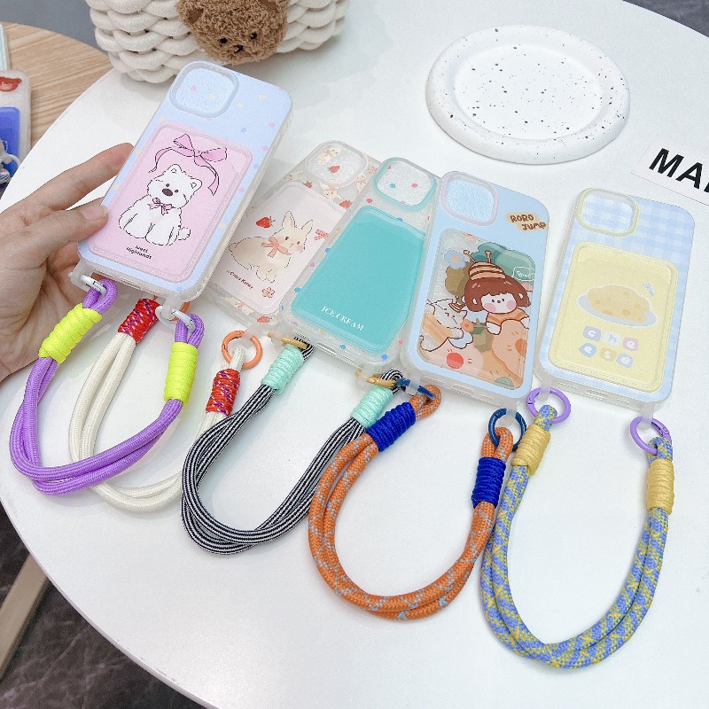 เคสโทรศัพท์ IPhone 11 14 13 12 15 Pro Max X Xr XS Max 6 7 8 Plus SE เคสโทรศัพท์แบบนิ่มพร้อมสายคล้อง