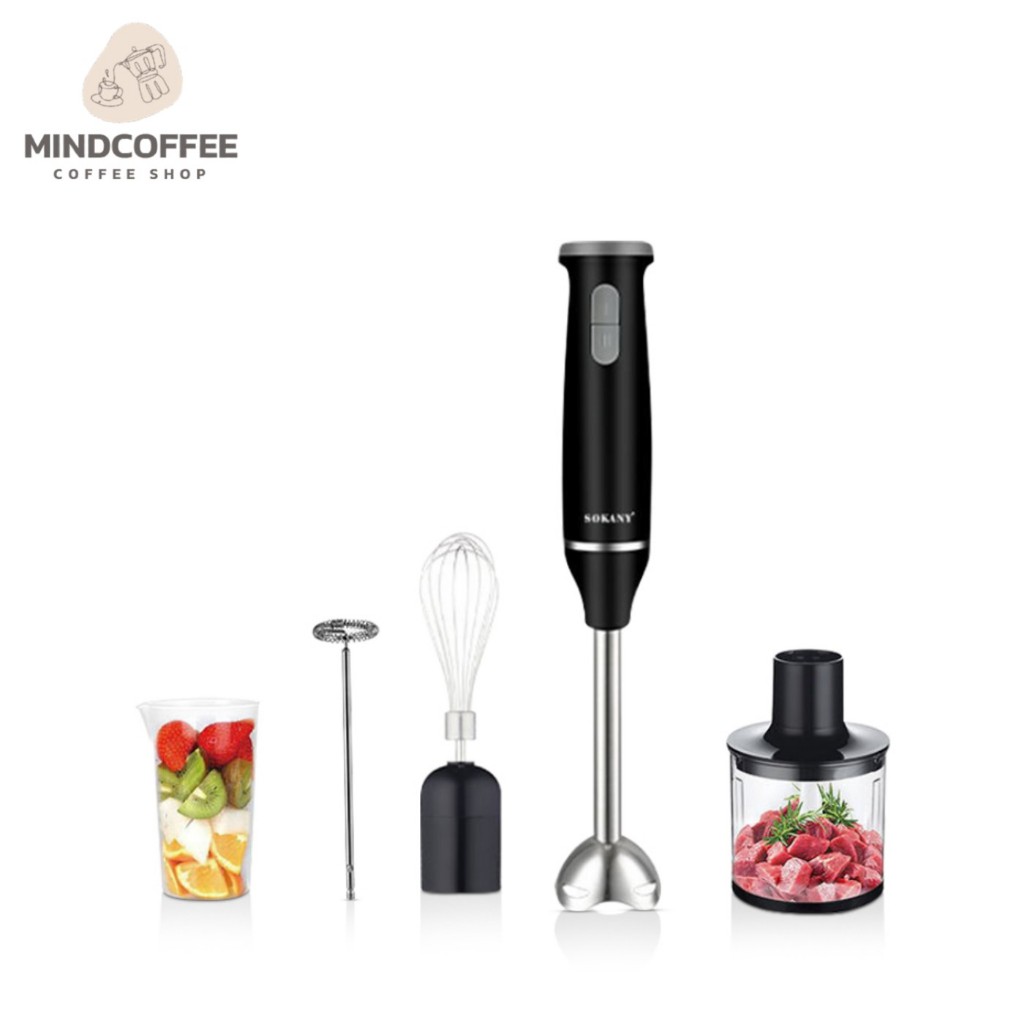 เครื่องปั่นมือถือ ผสมอาหาร เครื่องปั่นน้ำผลไม้ 5ชิ้น ความแรง5ระดับ MindCoffee