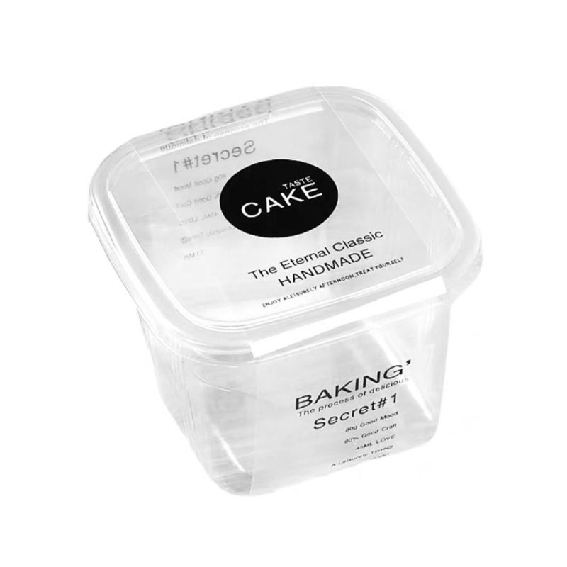 พร้อมส่ง!!ถ้วยพลาสติกใส ถ้วยบานอฟฟี่สี่เหลี่ยมมีฝา!!ฟรีสายคาด(แพค10/25/50 ชุด) - รูปที่ 3