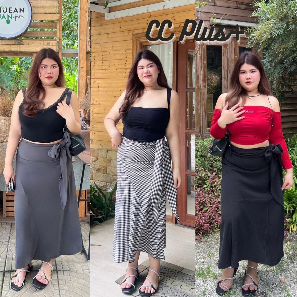 CiCi Plus+ (9998) กระโปรงยาว ผูกเอวชายบาน ทรงพริ้ว พรางหุ่น สไตล์สาวพลัสไซส์