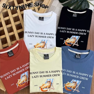 เสื้อยืดพิมพ์ลาย " Lazy cat" พร้อมส่ง