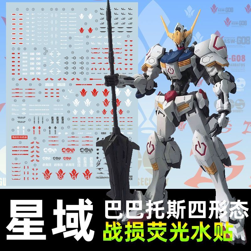 ดีคอลน้ำ DECAL [XING-YU] MG 1/100 Barbatos Battle Damage สไตล์ เรืองแสงแบล็คไลท์