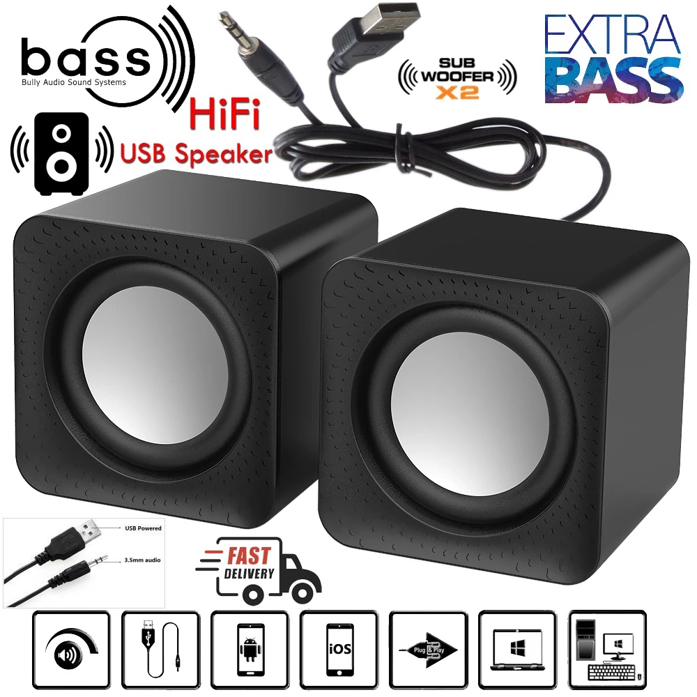 👍ลำโพงสุดคลาสสิค👍 ลำโพงคอมพิวเตอร์ ลำโพงUSB เสียงดี เสียงดัง Mini Digital Speaker สีฟ้าComputer Speakers USB Speakers