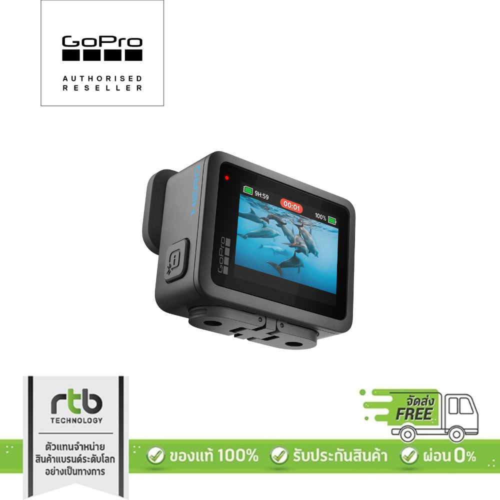 (ประกันศูนย์ไทย1ปี)กล้องGoPro HERO กล้องโกโปร4Kเล็กที่สุดของโกโปร กล้องดำน้ำ กล้องติดหมวก byRTB