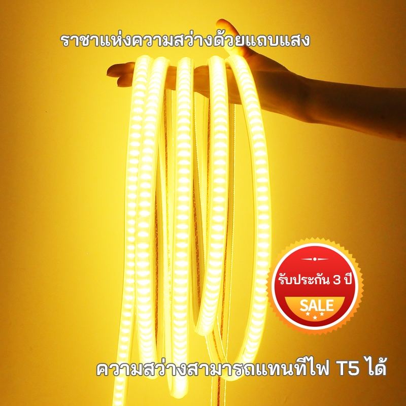 ไฟ LED Strip กันน้ำ 220 โวลต์  5050 ไฟเชือกยืดหยุ่นความสว่างสูงตกแต่งห้องนั่งเล่นทางเดินห้องนอนลาน