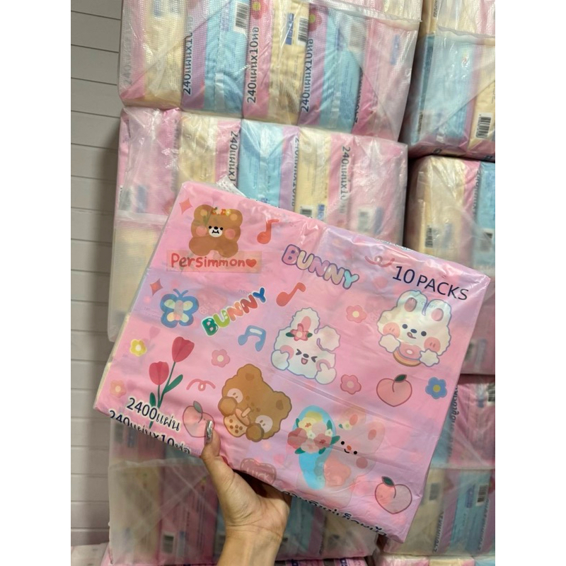 ทิชชู่เช็ดหน้า น้องหมี รุ่นใหม่ ไม่เป็นขุย 80ดึง (240 แผ่น)