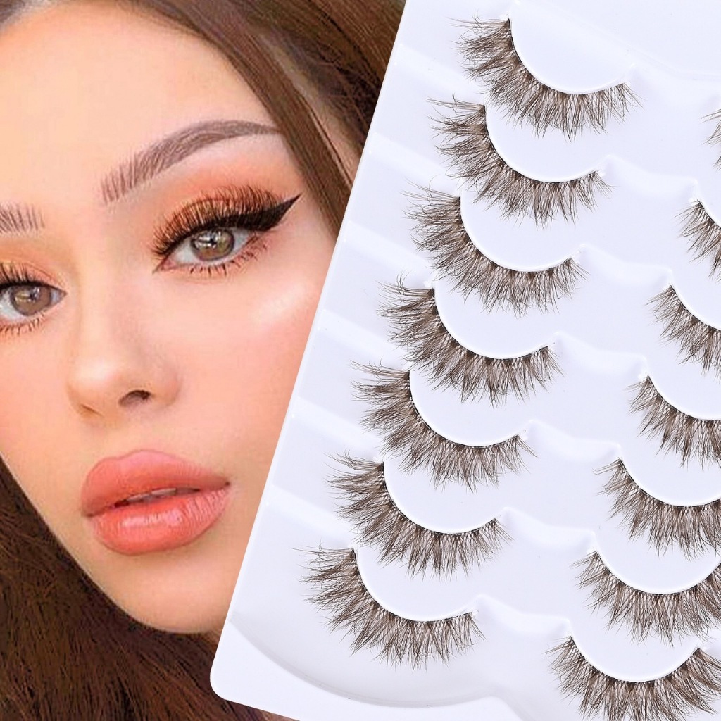 Brown Lashes Mink 6D Wispy Fluffy ขนตาปลอมสีน้ำตาล สไตล์สายฝอ ให้ลุคขนตายาวหนาฟูฟุ้ง ขนเบาสบายตา ติดง่าย แกนนิ่ม ยาวนุ่ม