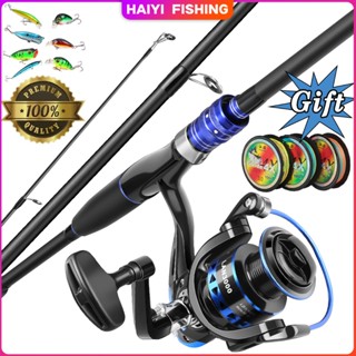 🐬HAIYI FISHING🐬ชุดคันเบ็ดราคาถูก 2 ส่วนปั่น/คันเบ็ดพร้อมรอก …