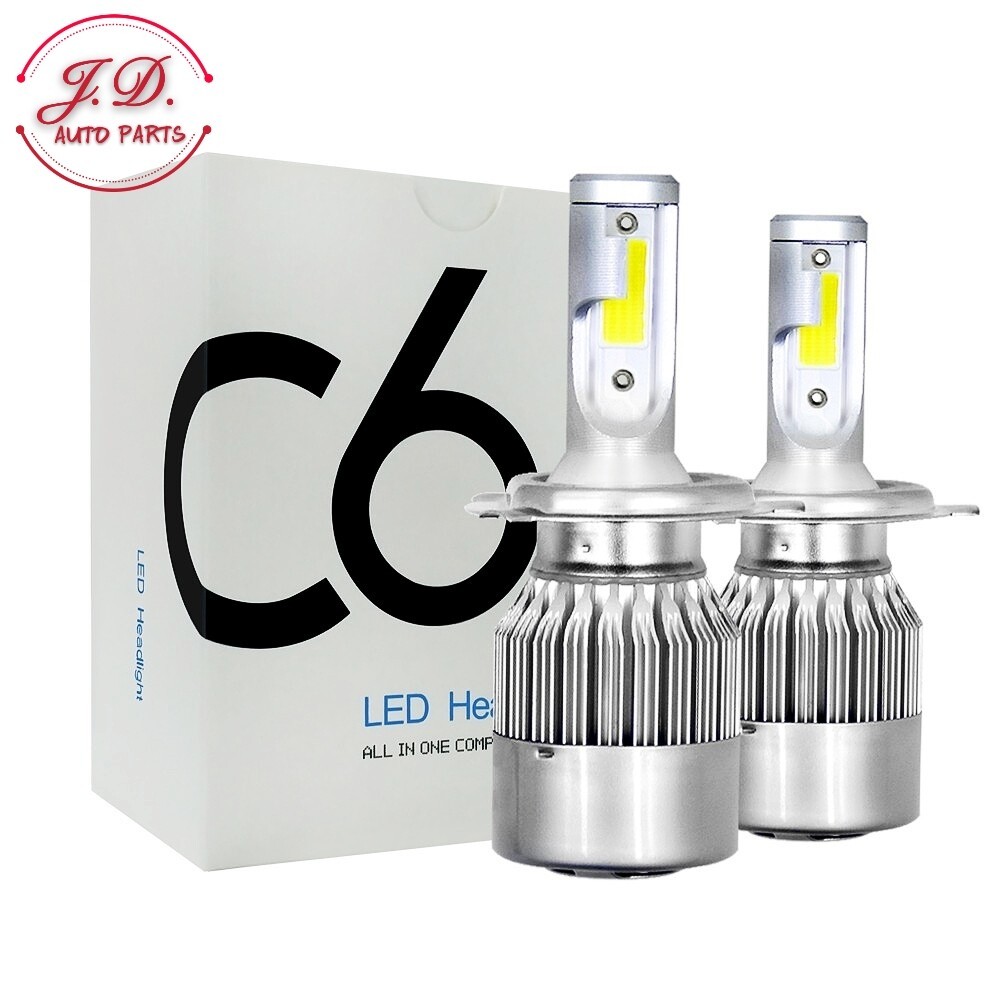 1คู่ ไฟหน้ารถยนต์ C6  LED  แสงสีขาว H1 H3 H4 H7 H11 9005 9006 36W  6000K