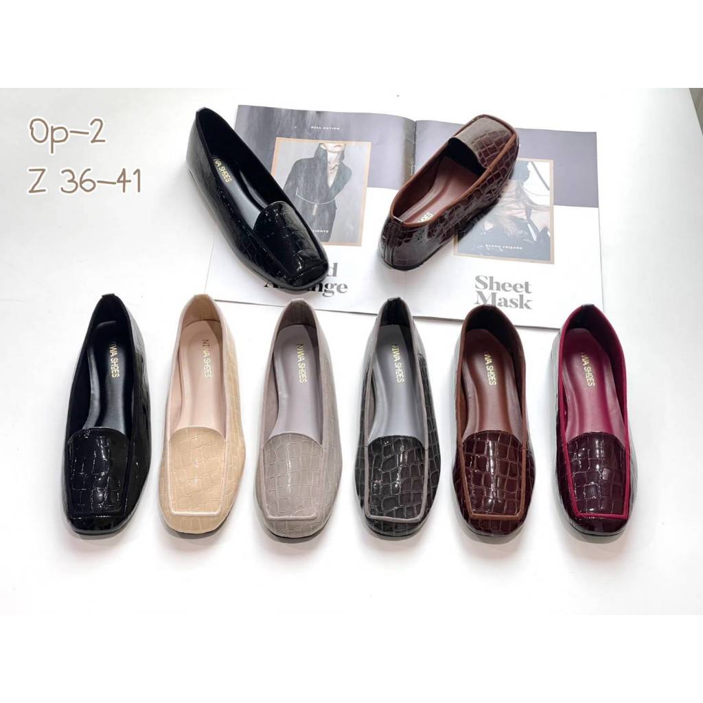 NIWA SHOES รองเท้าคัทชู รองเท้าแฟชั่น บัลเล่ต์ ส่งจากไทย รุ่น Op-2