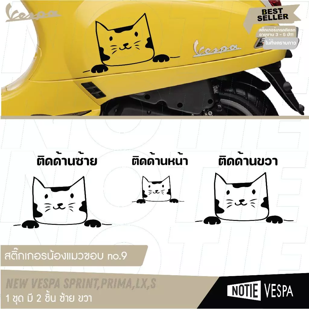 สติ๊กเกอร์น้องแมวเกาะขอบ Vespa ทุกรุ่น thumbnail 5