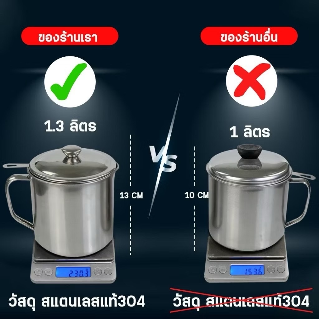 หม้อกรองน้ำมัน 💫หม้อกรองน้ำมันพืช 304ขวดถังเก็บรั่วซึมความจุขนาดใหญ่ พร้อมตะแกรงกรอง มีฝาปิดและที่จับ สะดวก💛 - รูปที่ 5