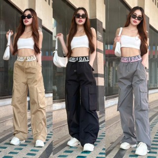 กางเกงคาร์โก้ผู้หญิง ทรงขากระบอก กางเกงขาจั๊มผู้หญิง ผ้าไมโค…