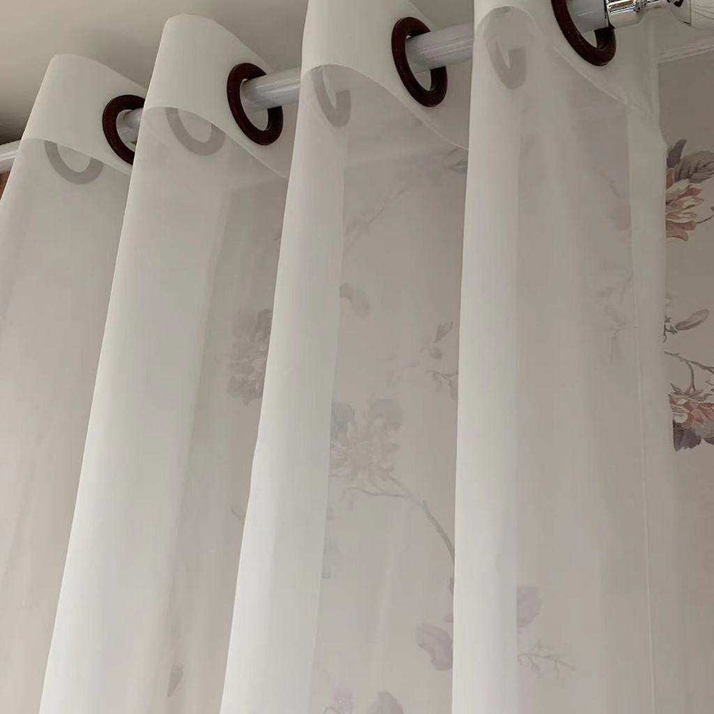 (สั่งตัด) ผ้าม่านโปร่งแสง แบบตาไก่ ขนาดประตู หน้าต่าง ผ้าโปร่งสีขาว ลายเรียบ #PP