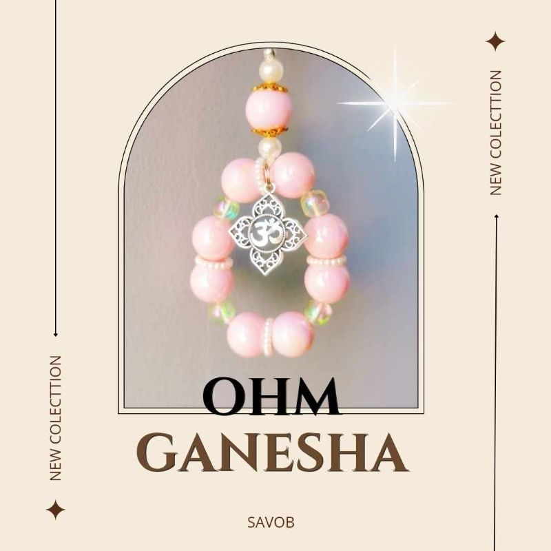 พวงกุญแจลูกปัดจี้ โอม พระพิฆเนศ ความมงคล พวงกุญแจห้อยกระเป๋า
