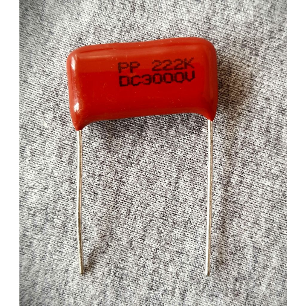 Capacitor PP222K โพลีเอสเตอร์ ฟิล์ม คาปาซิเตอร์ 0.022 uf / 3000 V. ขนาด 4 x 1 cm