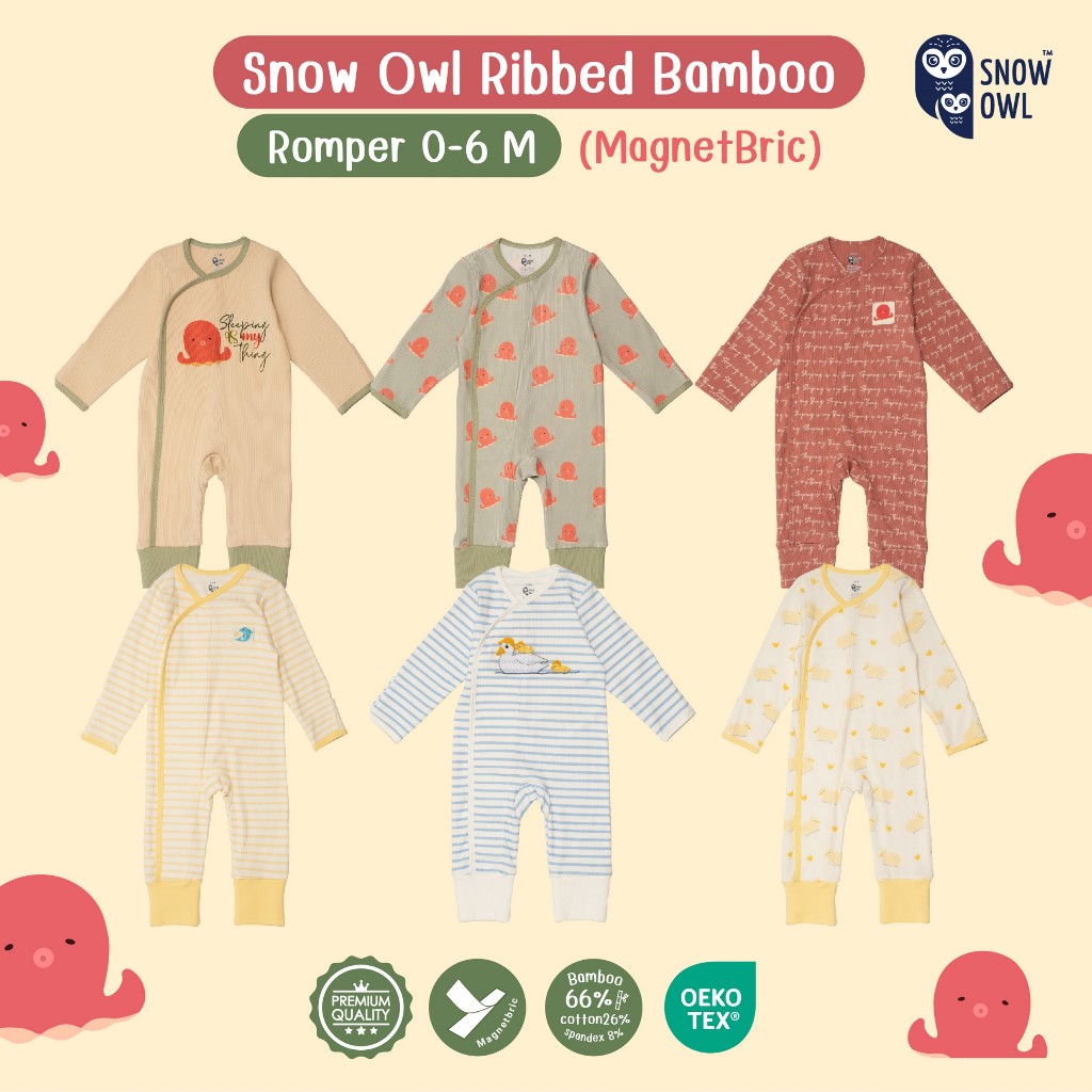 New !! เสื้อผ้าเด็ก Snow owl Romper ชุดหมี แขนขายาว เด็กแรกเกิด - 6 เดือน Sleeping is my thing