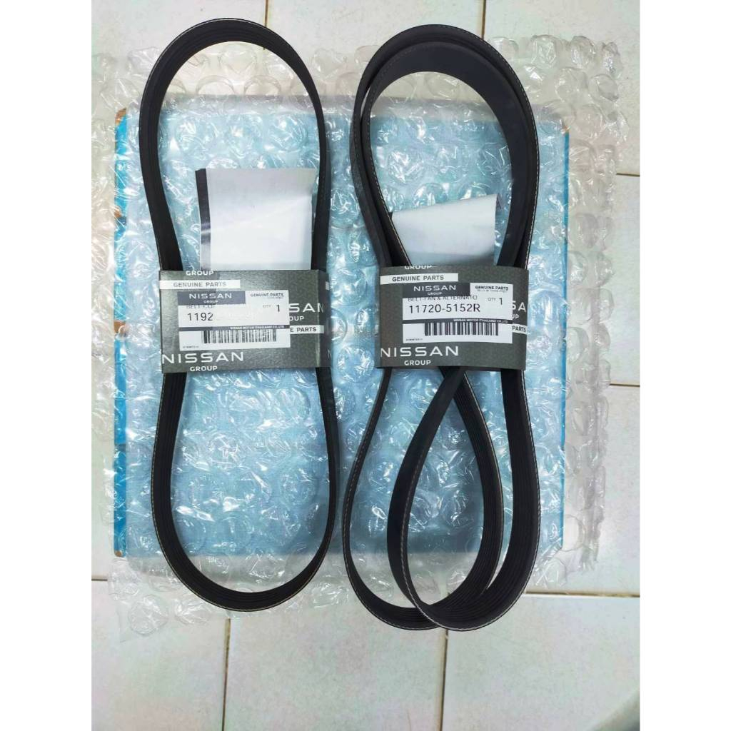 สายพานแอร์ + สายพานพัดลม สำหรับรถยนต์ NISSAN NAVARA (YS23),TERRA (JD23) M9T สินค้าอะไหล่แท้นิสสัน