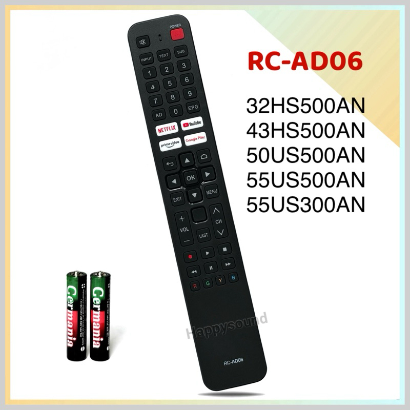 รีโมททีวี Smart TV HD Aconatic รหัส RC-AD06 รุ่น 32HS500AN,43HS500AN, 50US500AN (ไม่มีคำสั่งเสียง)