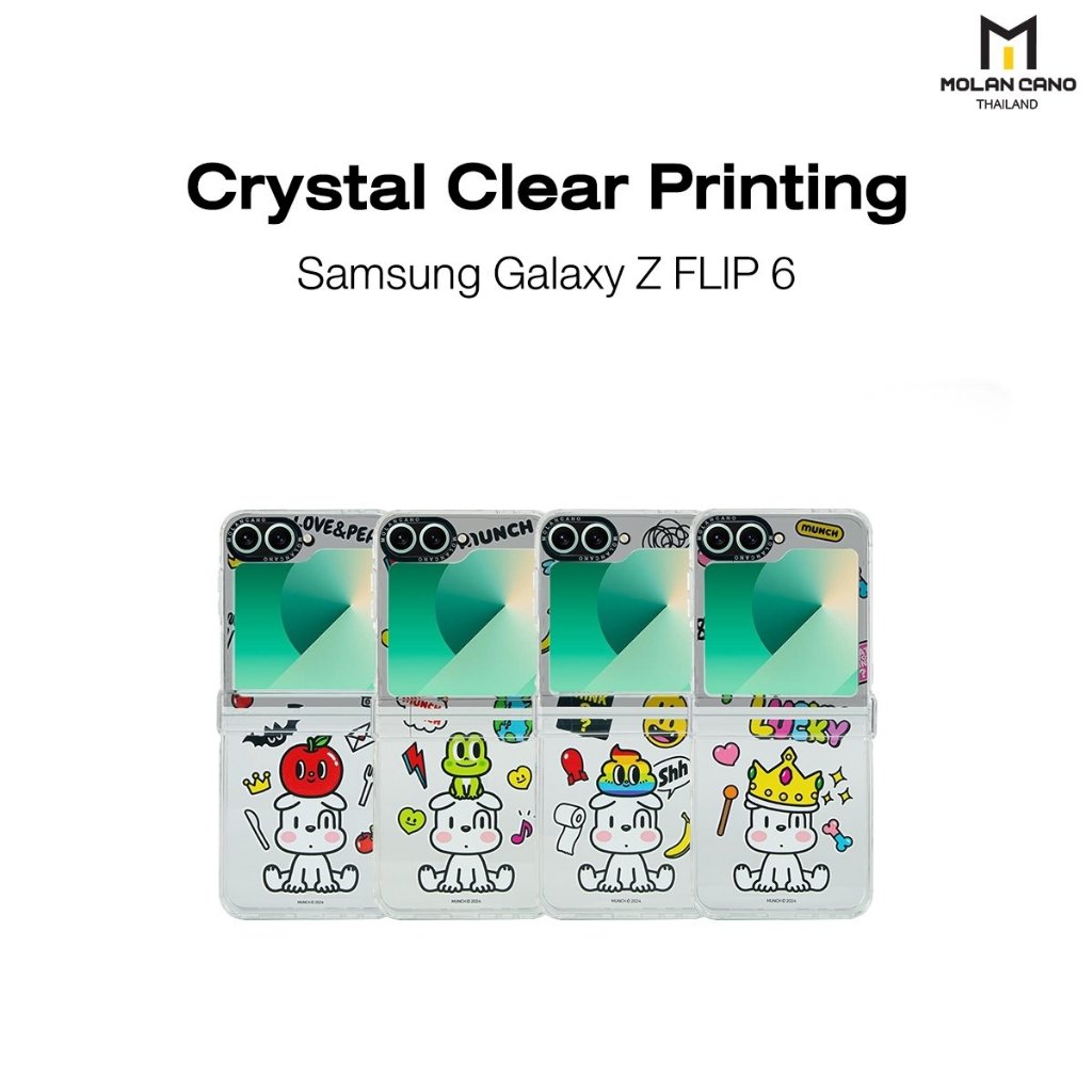 MOLAN CANO Crystal Clear รุ่น Galaxy Z Flip 6 Printing Case เคสซัมซุง เคสกันรอย ขอบสีใส