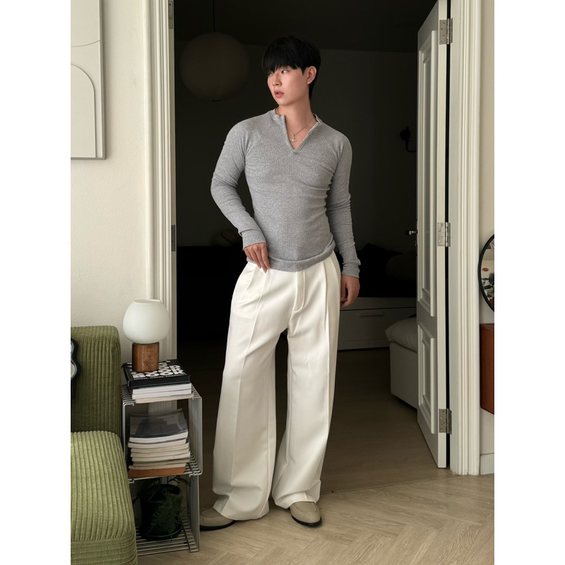 เสื้อยืดรัดรูปแขนยาว ผ้าร่องหนาพรีเมี่ยม แบรนด์ cozy vibe - รูปที่ 3